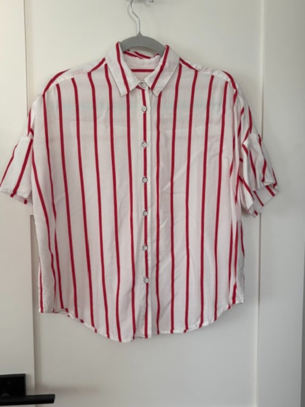 Rag & Bone Red White Striped Short Sleeve Button Down Shirt XS